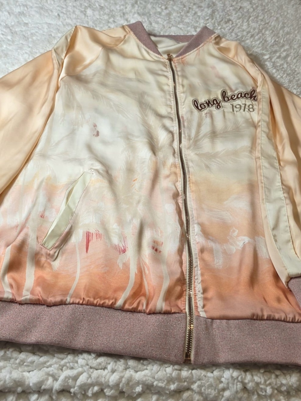 Zara Peach Ombre Bomber Jacket